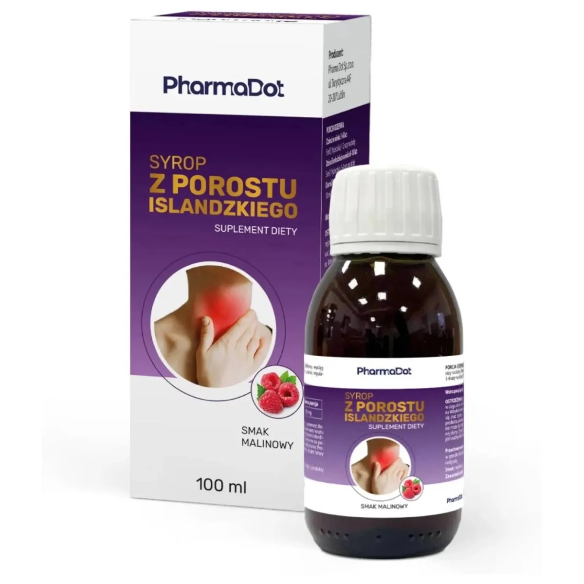 Pharmadot Syrop z Porostu Islandzkiego smak malinowy, 100 ml