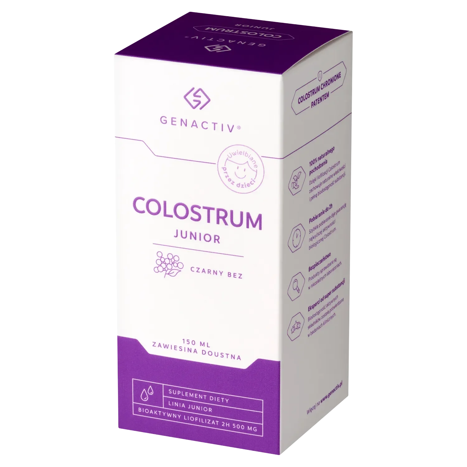 Genactiv Colostrum Junior Czarny Bez zawiesina doustna, 150 ml