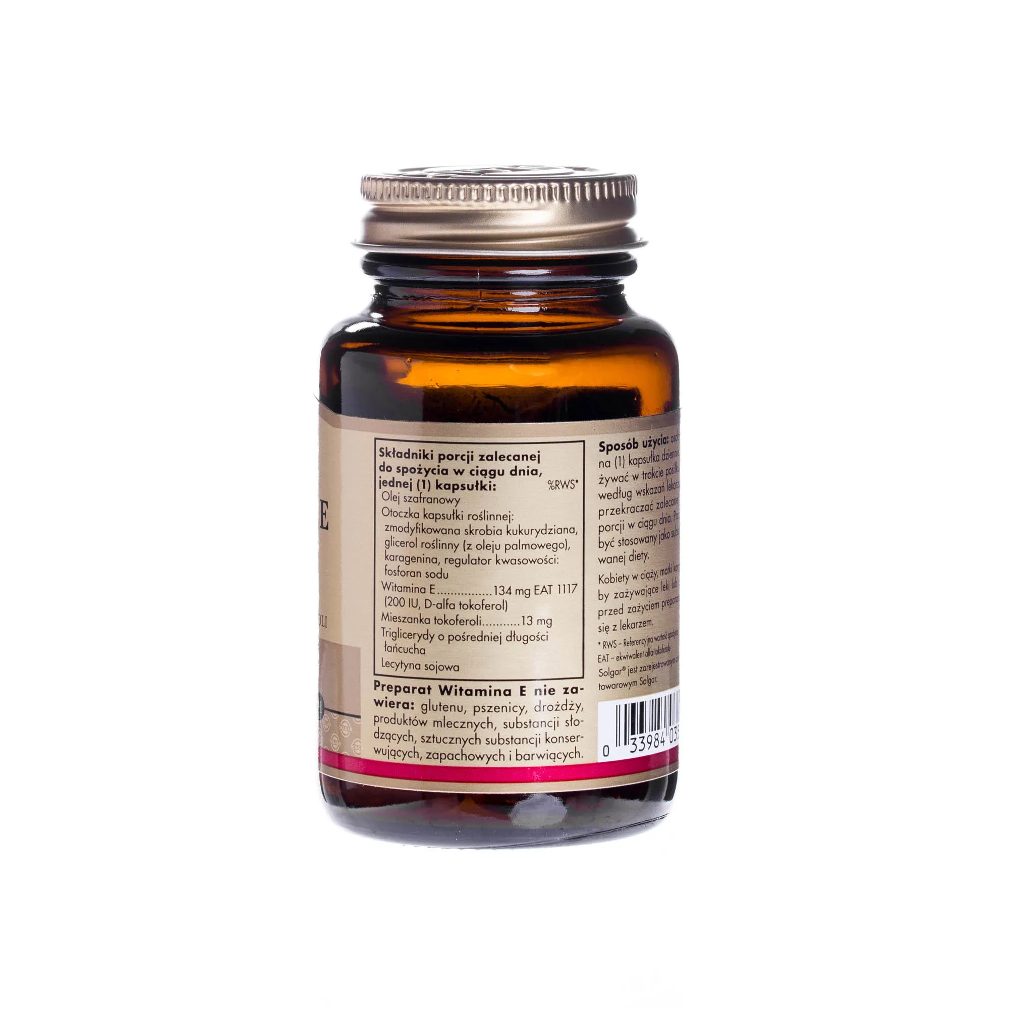 Solgar naturalna witamina E 134 Mg ( 200 IU ), suplement diety, 50 kapsułek roślinnych 