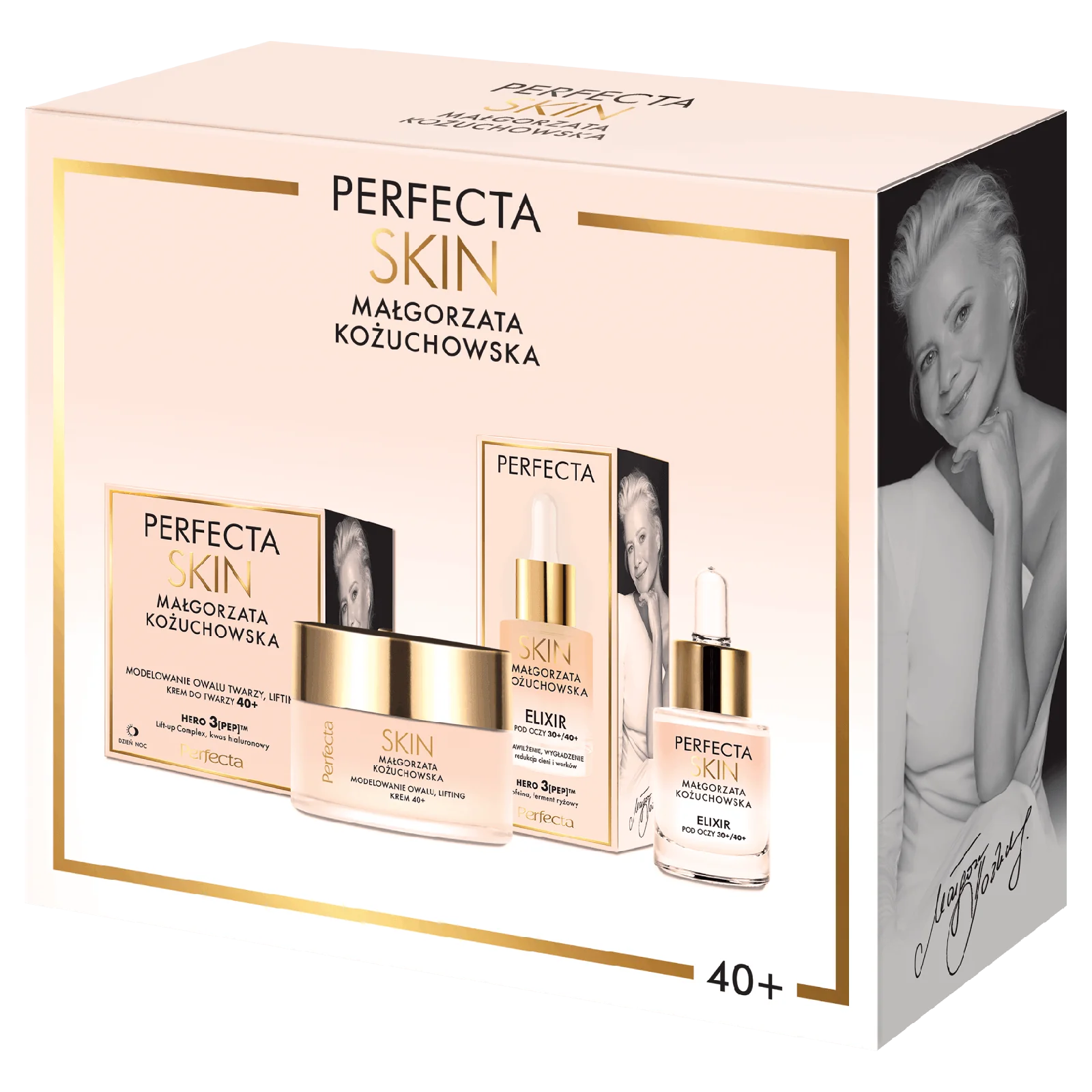 Perfecta Skin Małgorzata Kożuchowska Zestaw krem do twarzy modelujący na dzień i noc 40+, 50 ml + elixir pod oczy 30/40+, 15 ml