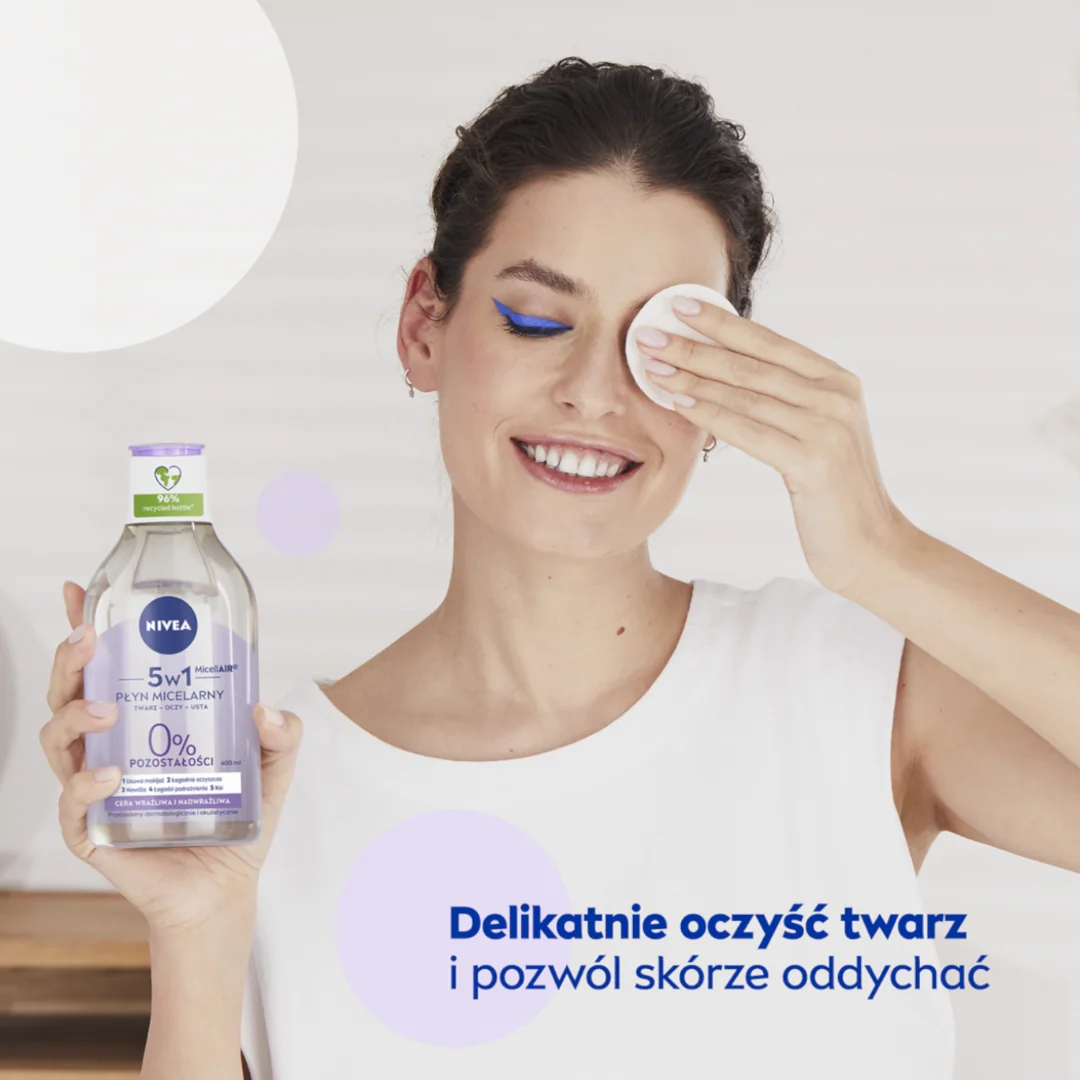 Nivea Pielęgnujący płyn micelarny 5 w 1 do cery wrażliwej i nadwrażliwej, 400 ml