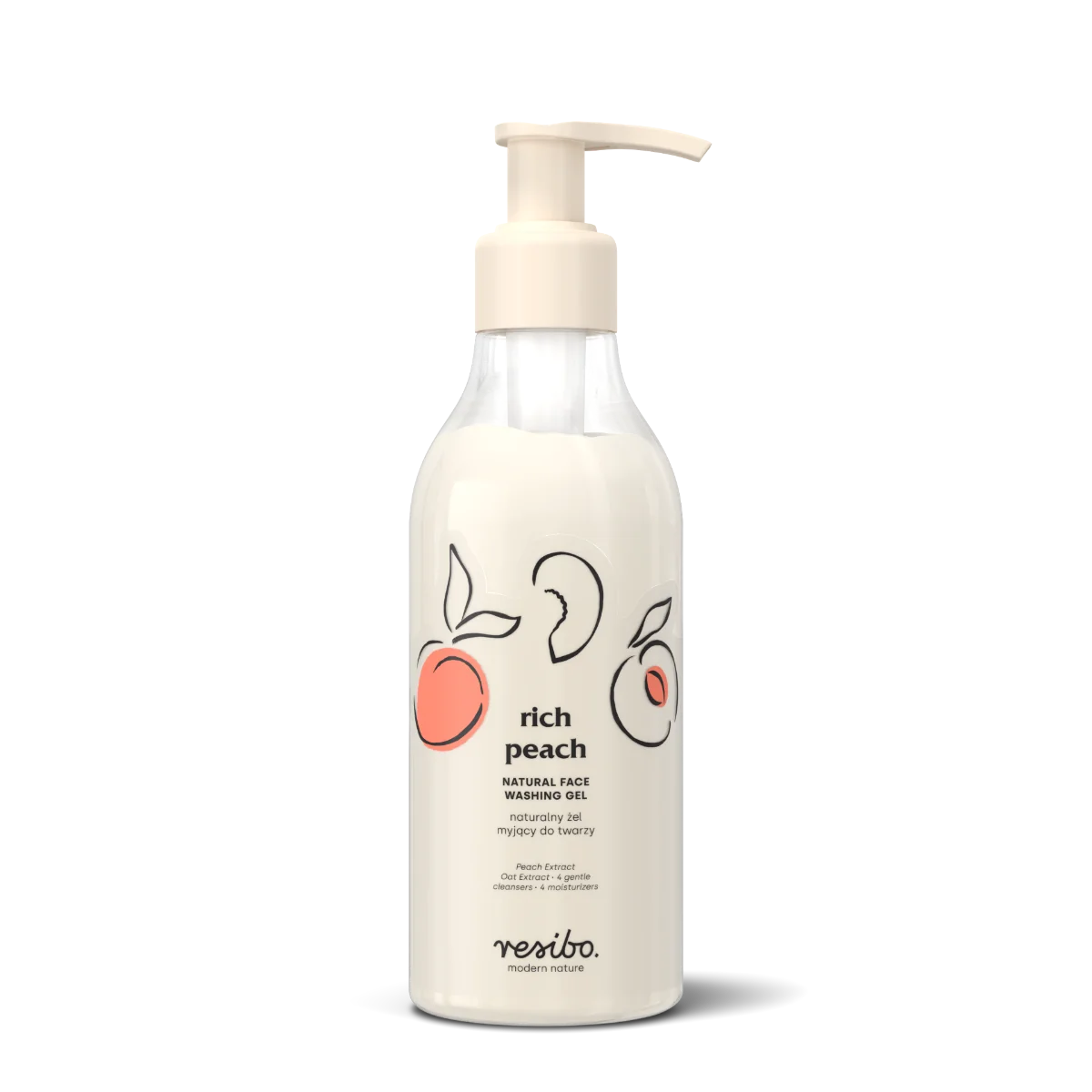 Resibo Rich Peach naturalny żel myjący do twarzy, 250 ml