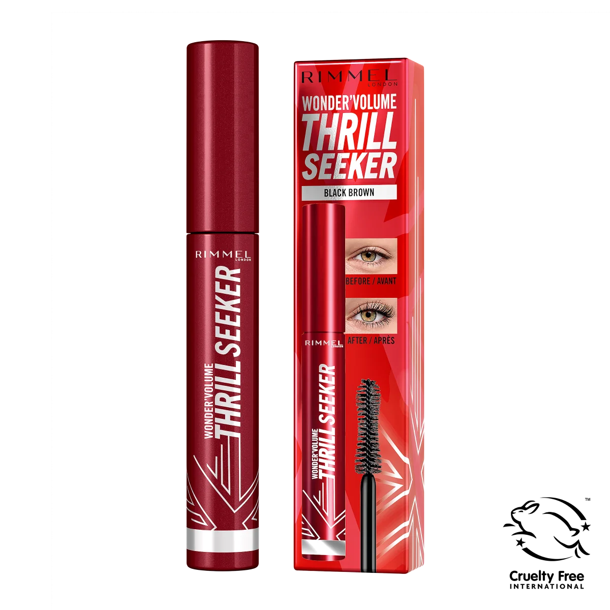 Rimmel Wonder’Volume Thrill Seeker maskara zwiększająca objętość, 002 Black Brown, 8 ml