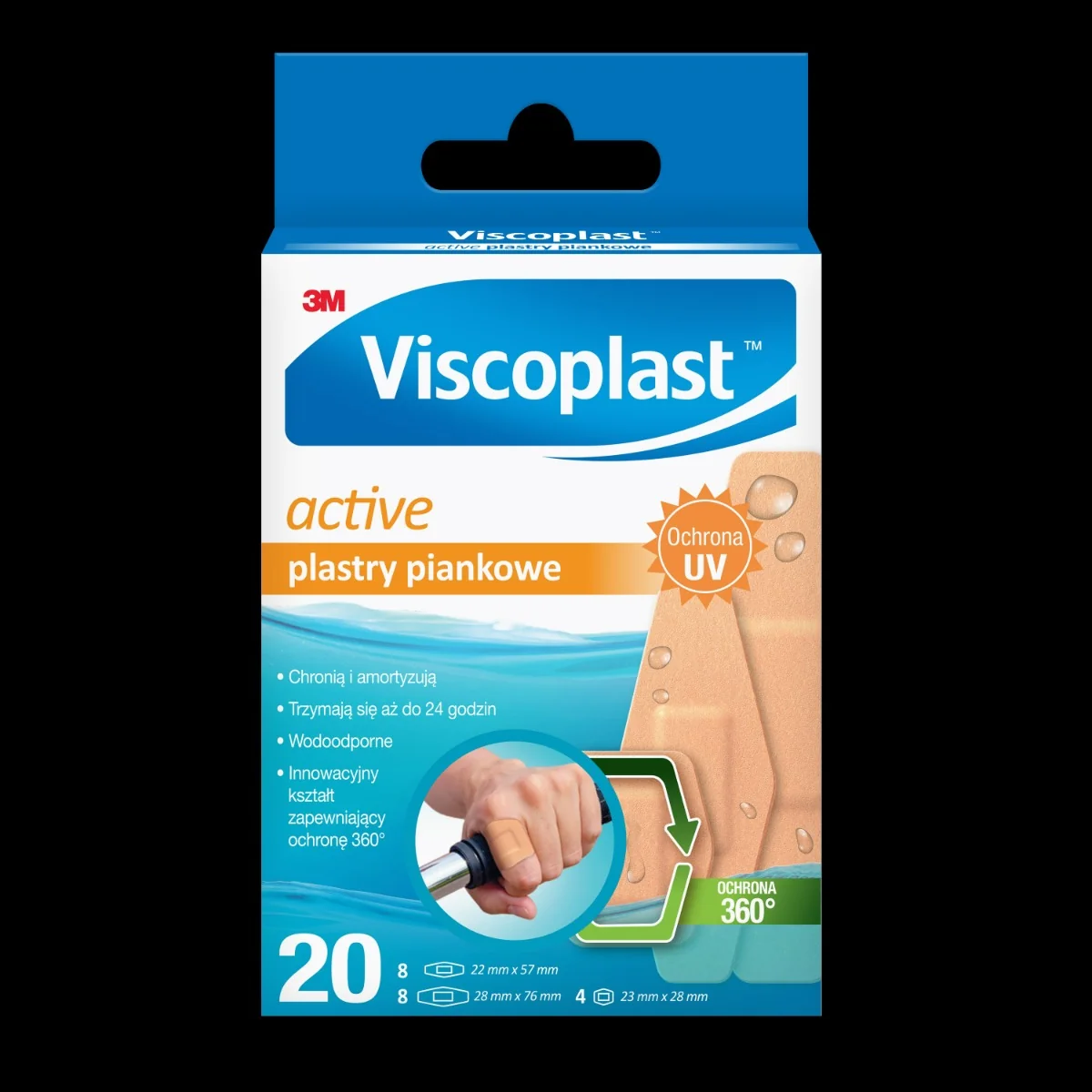 Viscoplast Active plastry piankowe 3 rozmiary, 20 szt.