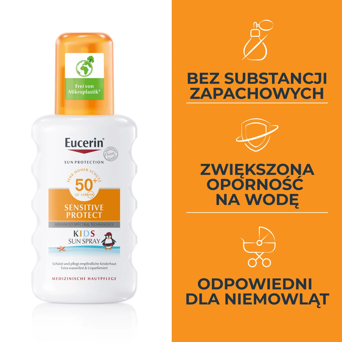 Eucerin Sun Kids Sensitive Protect spray ochronny dla dzieci SPF 50+, 200 ml
