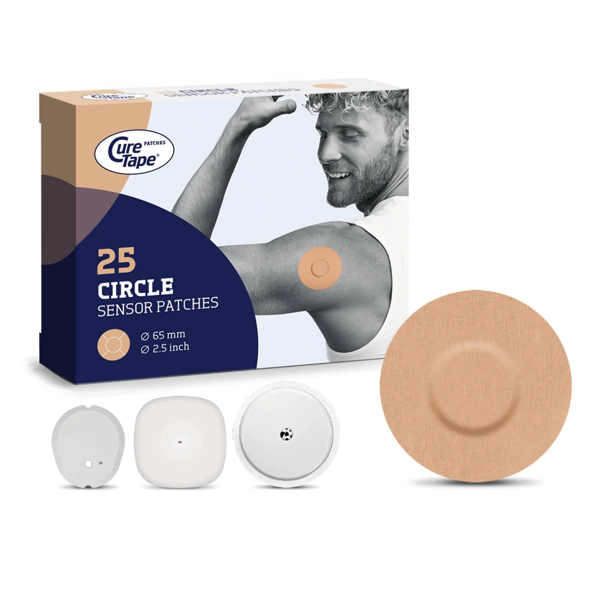 CureTape okrągłe plastry ochronne na sensor CGM beżowe, 25 sztuk