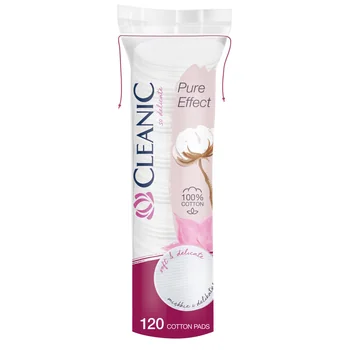 Cleanic, Pure Effect, płatki kosmetyczne, 120 sztuk