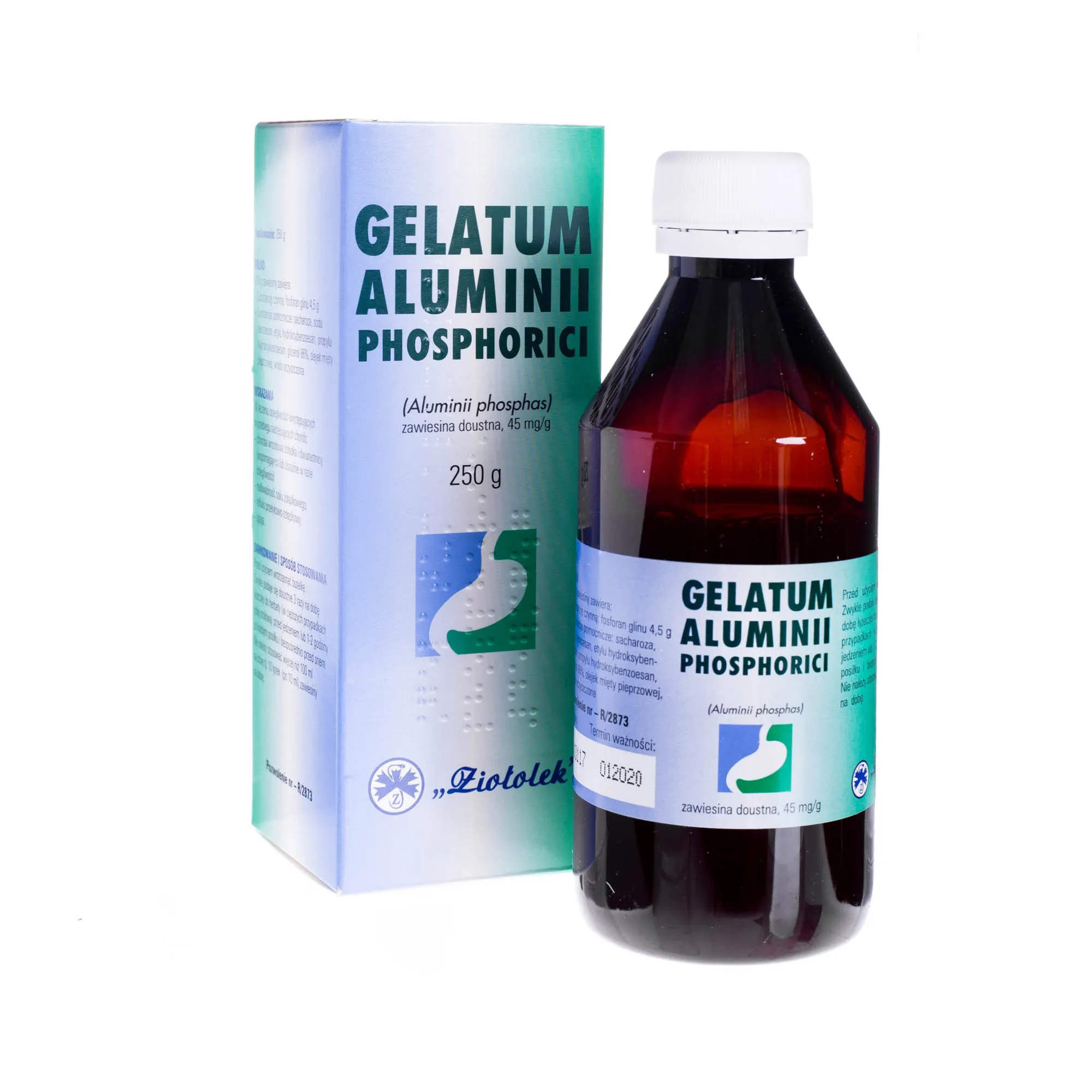 Gelatum Aluminii Phosphorici - preparat stosowany w leczeniu dolegliwości układu pokarmowego, 250 g 