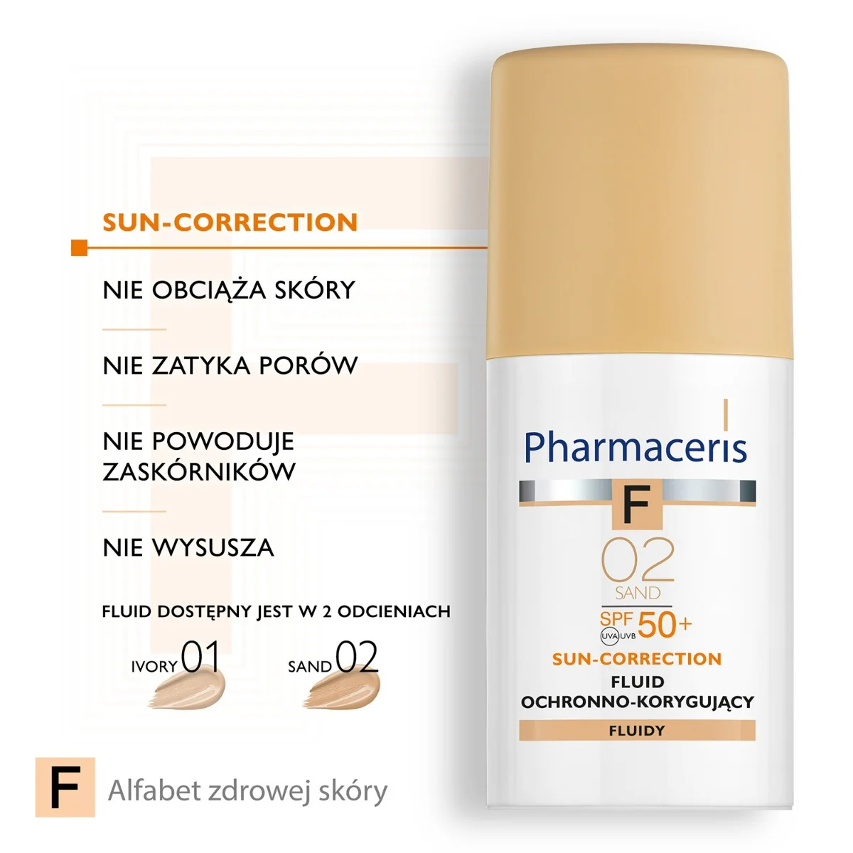 Pharmaceris F fluid ochronno-korygujący łagodzący podrażnienia 02 Sand / SPF 50+, 30 ml