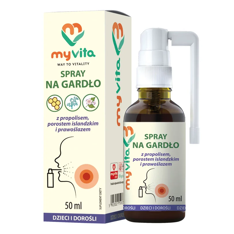 MyVita spray na gardło z propolisem, porostem islandzkim i prawoślazem, 50 ml