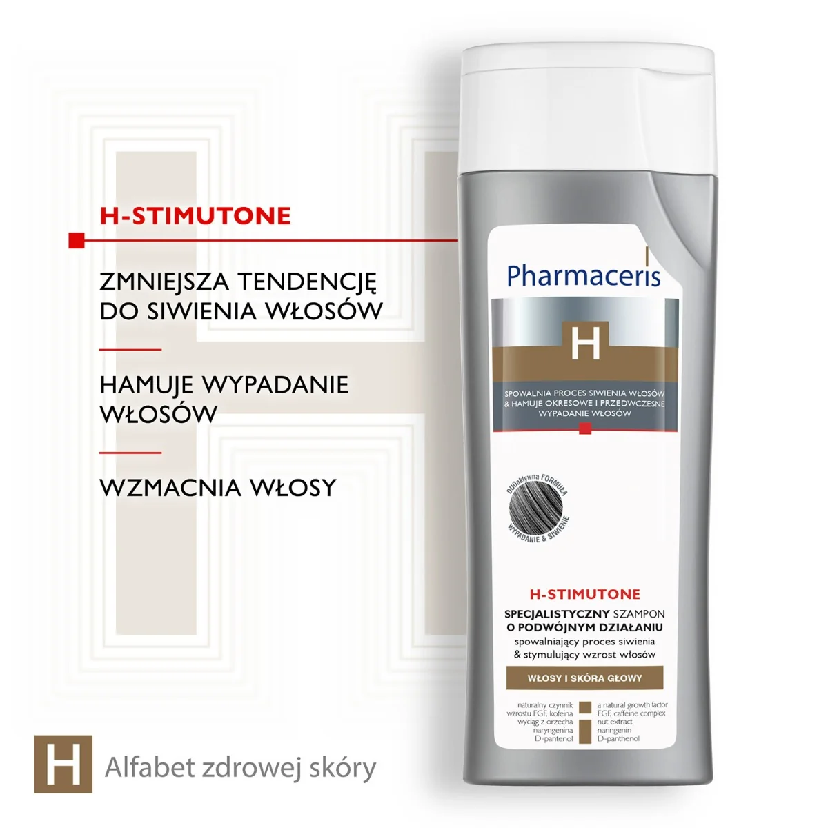 Pharmaceris H Stimutone szampon spowalniający proces siwienia i stymulujący wzrost włosów, 250 ml