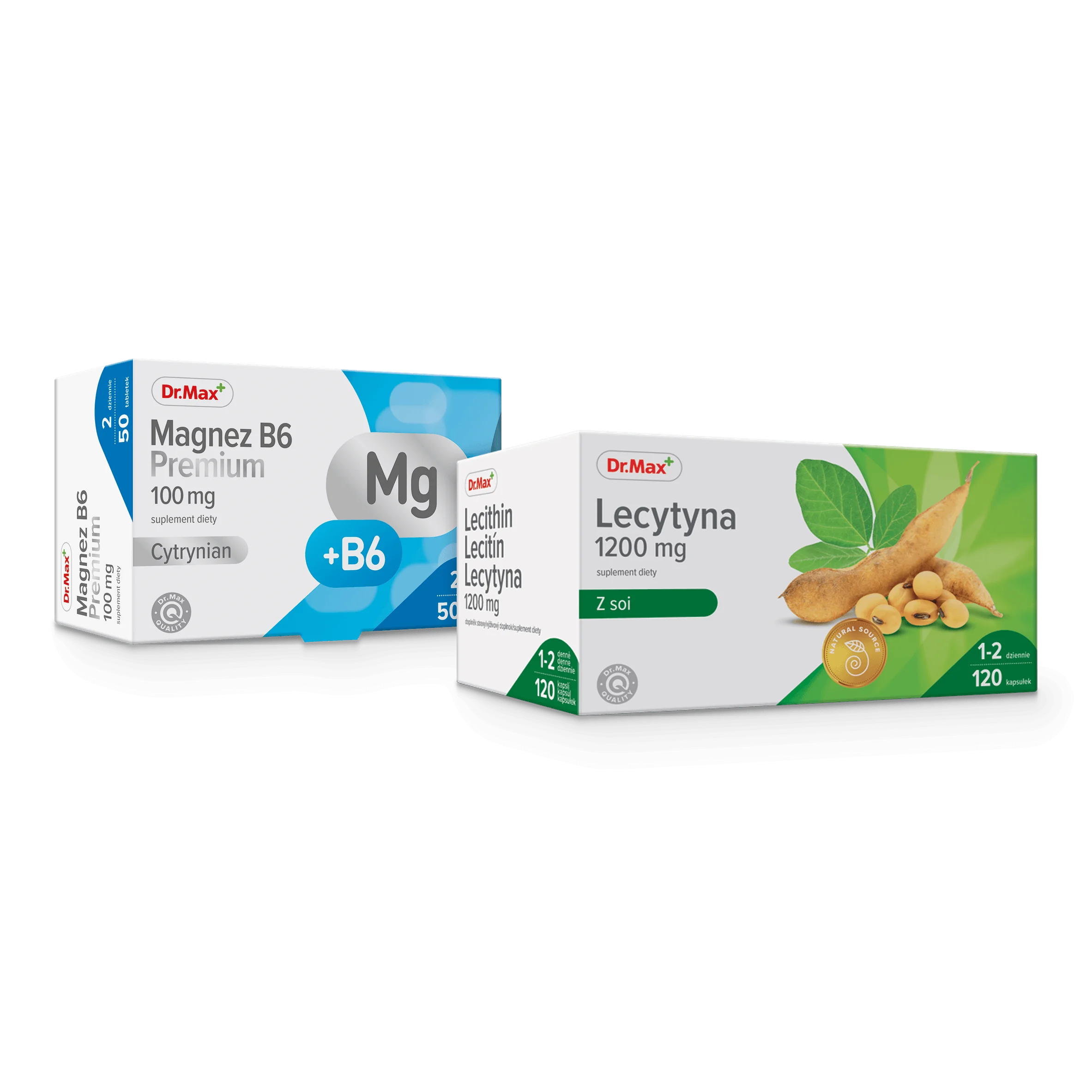 Kompleksowa troska o pamięć Lecytyna Dr. Max 120 kapsułek + Magnez B6 Premium Dr. Max 50 tabletek