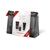 Vichy Homme zestaw w kosmetyczce Structure Force przeciwzmarszczkowy krem wzmacniający + antyperspirant w kulce 72 h + Hydra Mag C żel pod prysznic, 50 ml + 50 ml + 200 ml