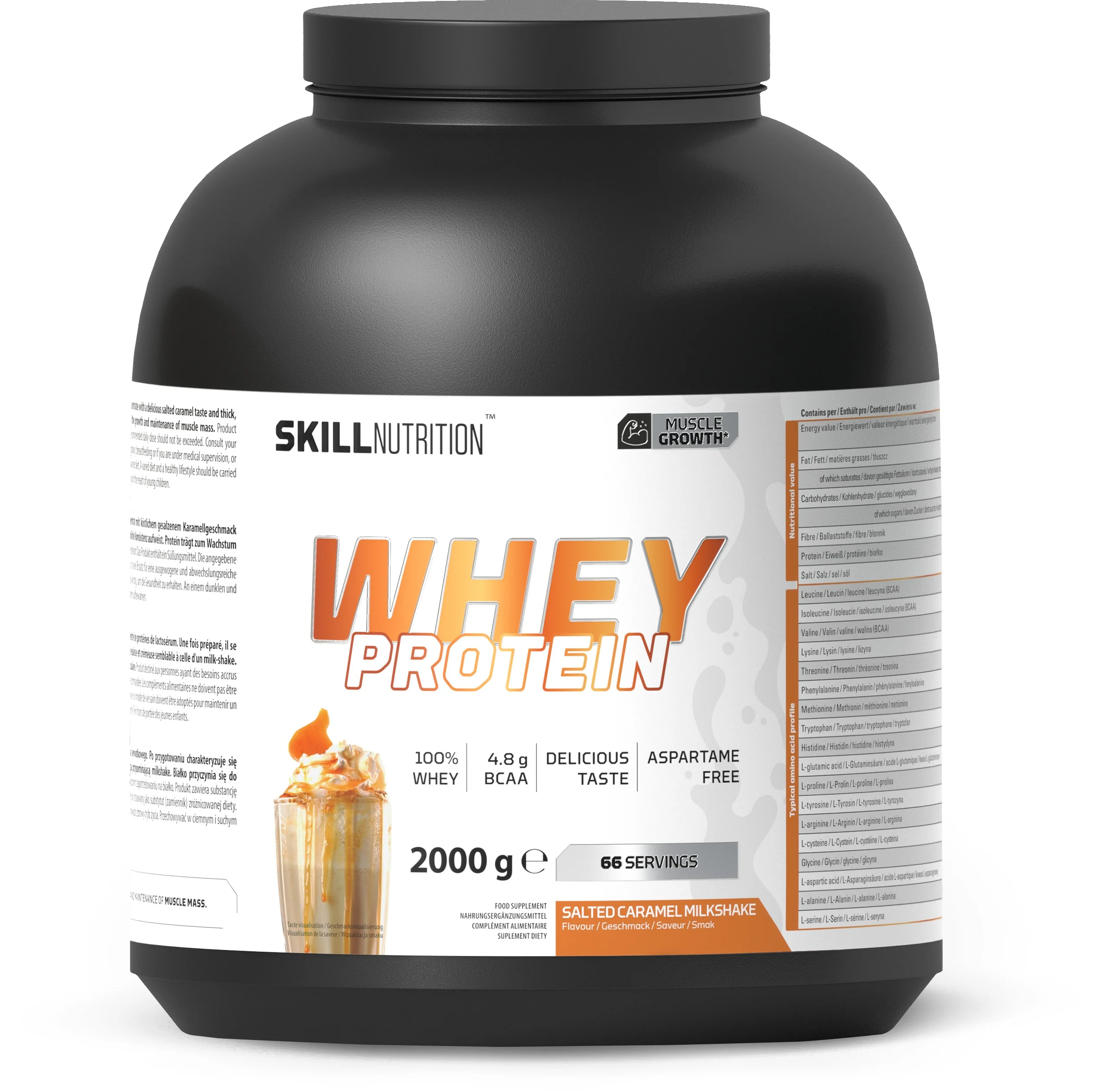 Skill Whey Protein salted caramel milkshake, proszek, 2000 g