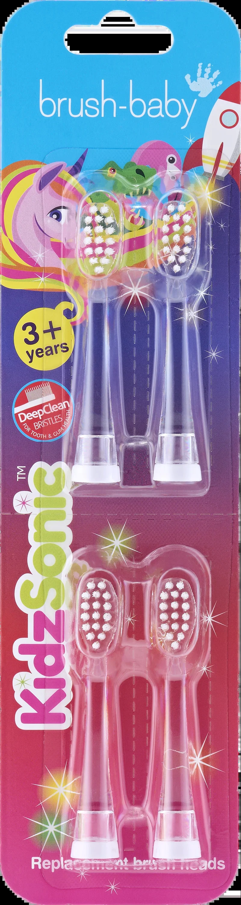 Brush-Baby KidzSonic końcówka do szczoteczki sonicznej, 3-6 lat, 4 sztuki