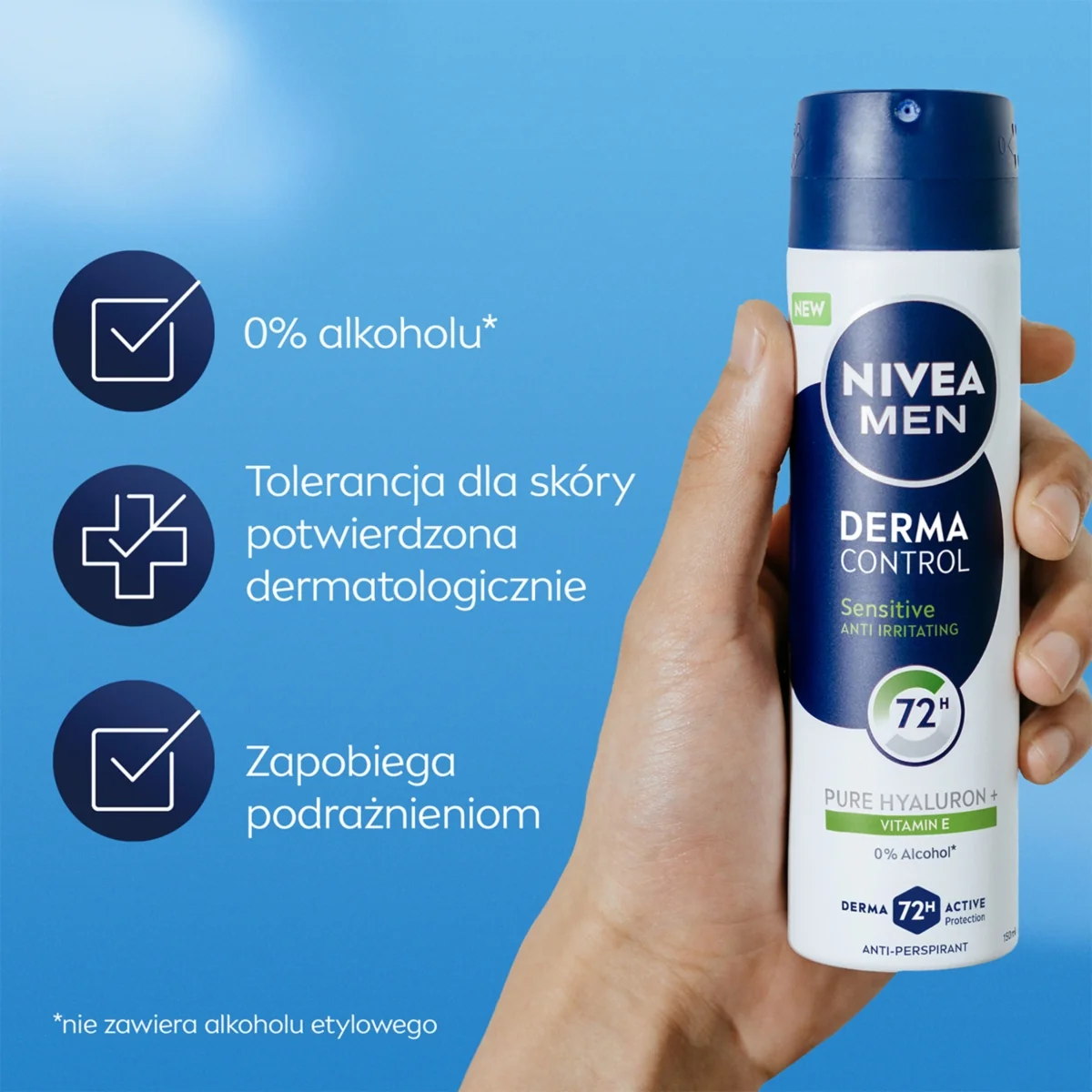 Nivea Men Derma Control Sensitive antyperspirant w sprayu, 150 ml