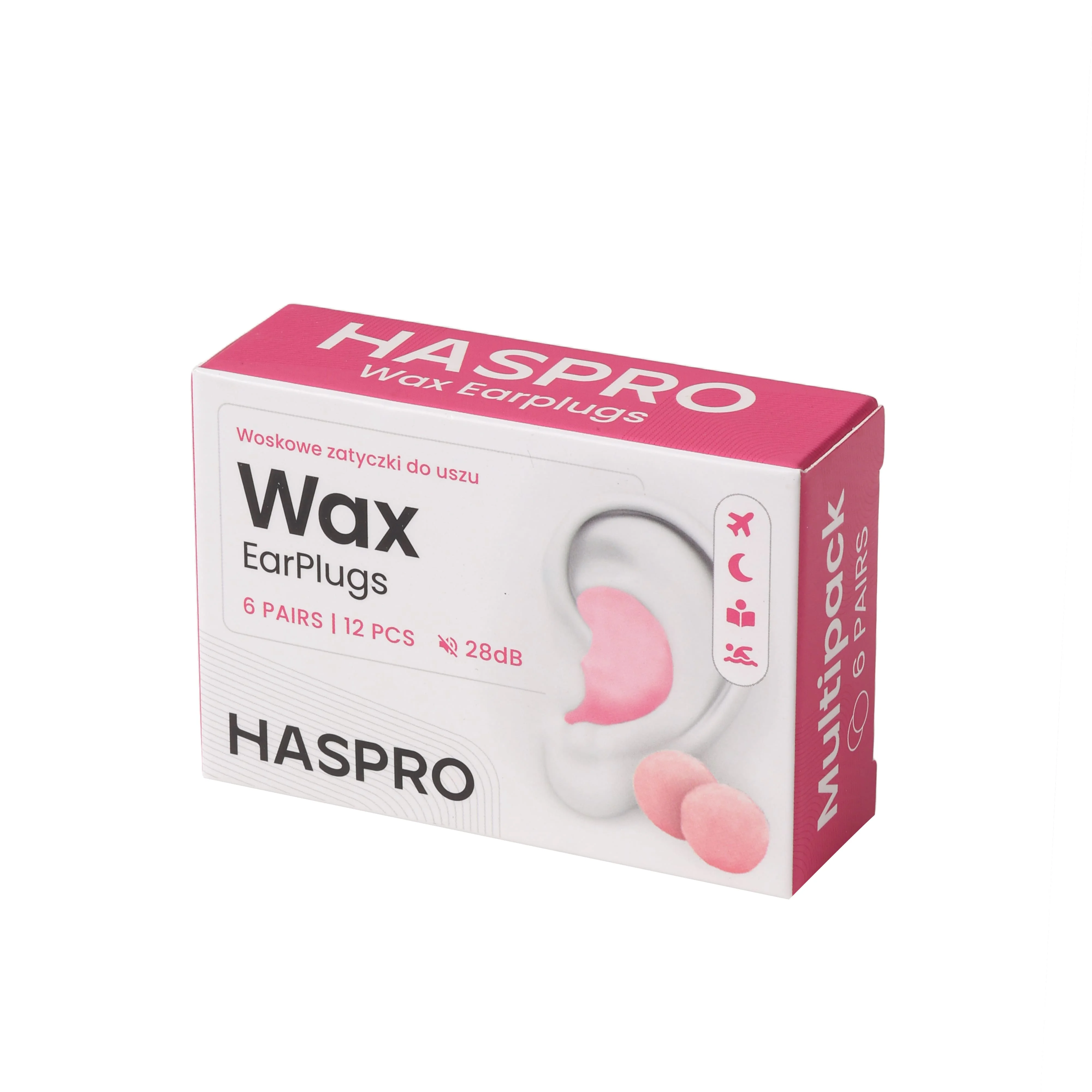 HASPRO Wax Earplugs woskowe zatyczki do uszu, 6 par