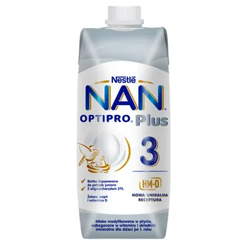 Nestle NAN Optipro Plus 3 HM-O, mleko modyfikowane w płynie Junior dla dzieci od 1 roku, 500 ml 