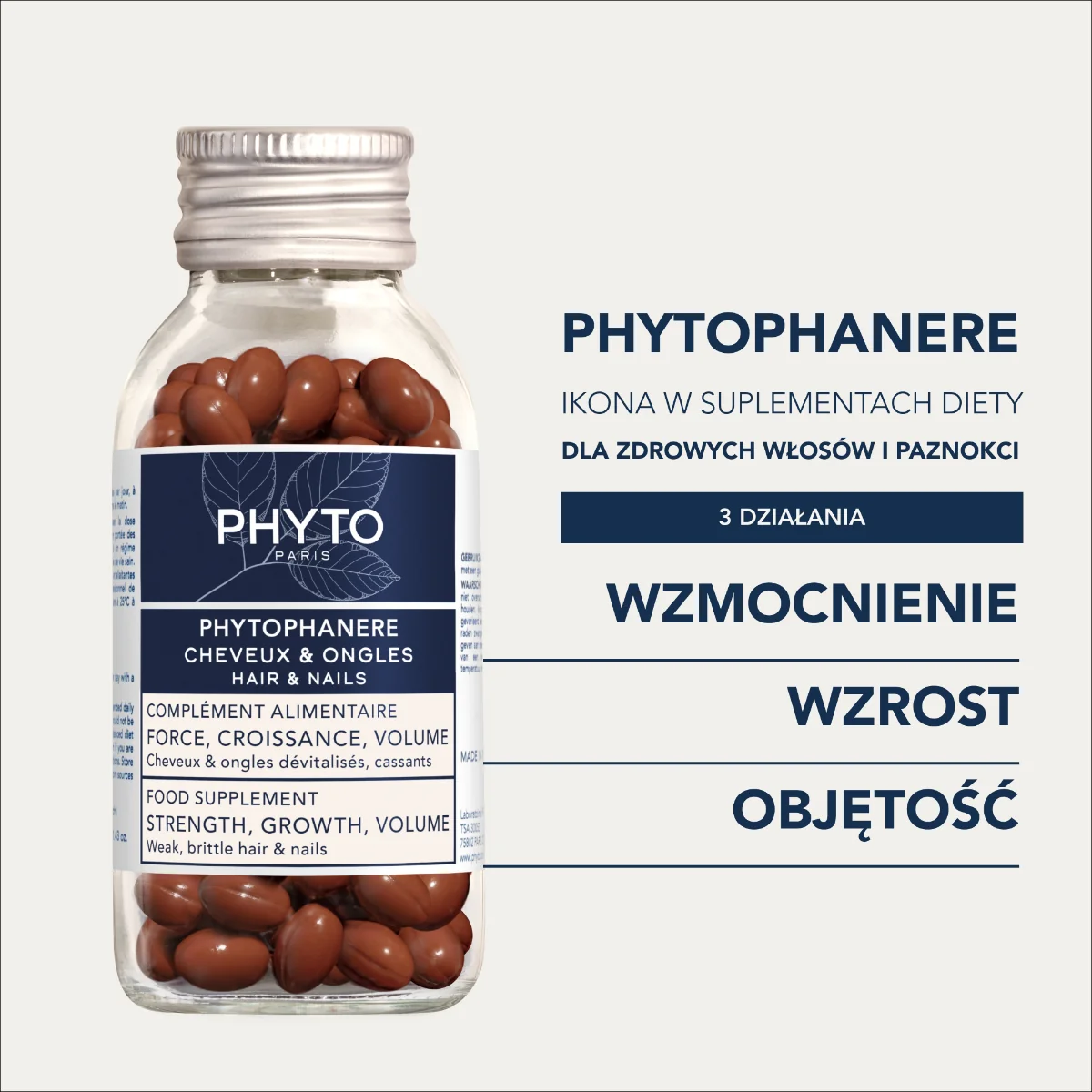 Phytophanere kapsułki wzmacniające włosy i paznokcie suplement diety, 120 sztuk