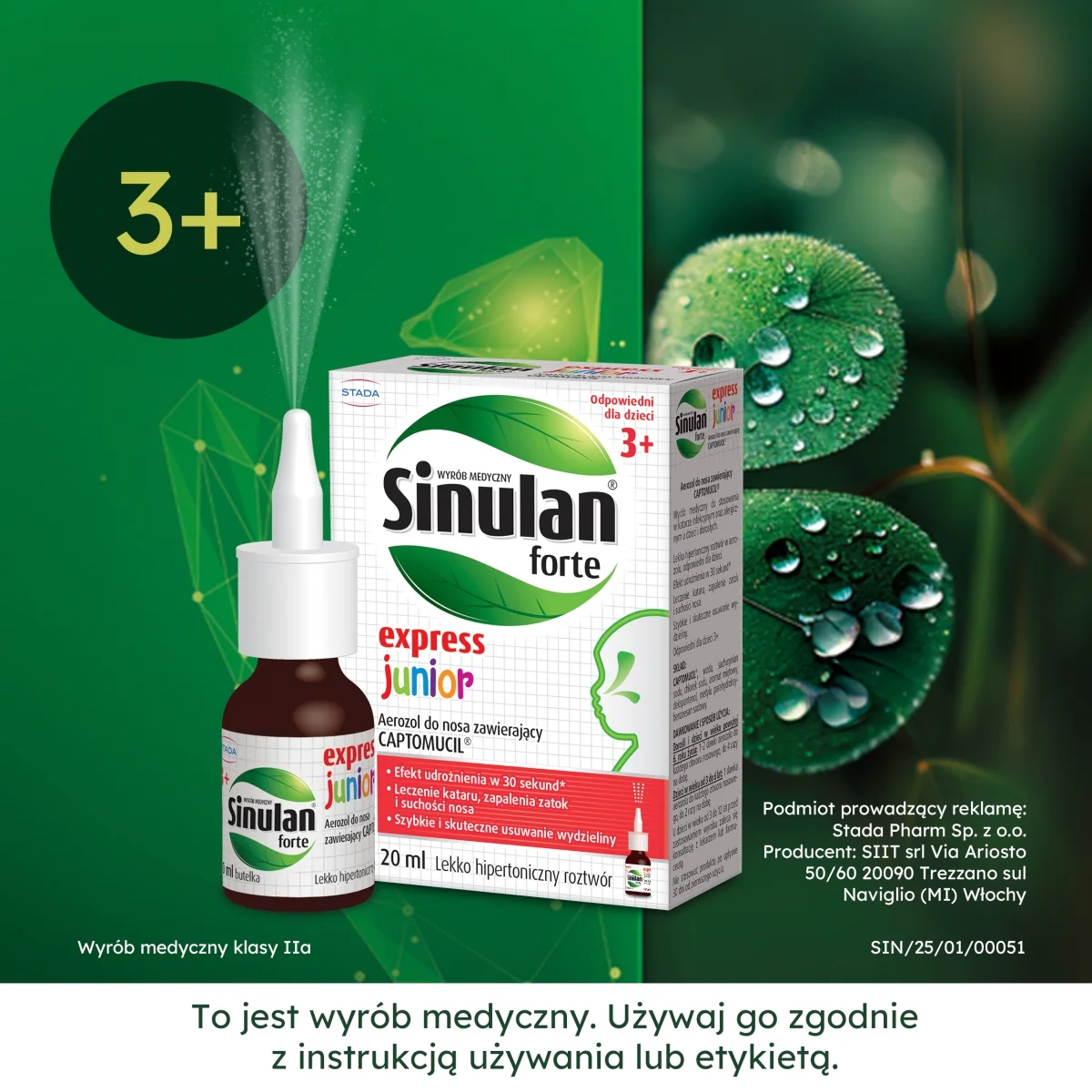 Sinulan Express Forte Junior areozol do nosa, 20 ml