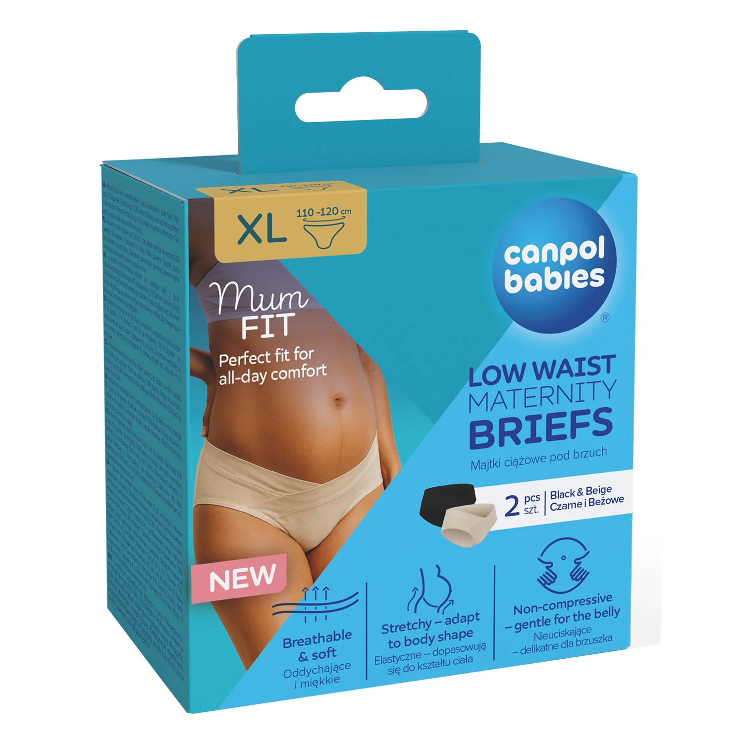 Canpol Babies Mum Fit majtki ciążowe pod brzuch XL, 2 sztuki