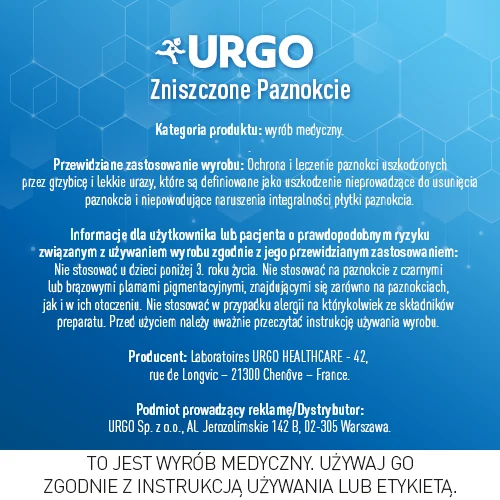 Urgo Filmogel Na Zniszczone Paznokcie Przez Grzybicę i Urazy płyn, 3,3 ml