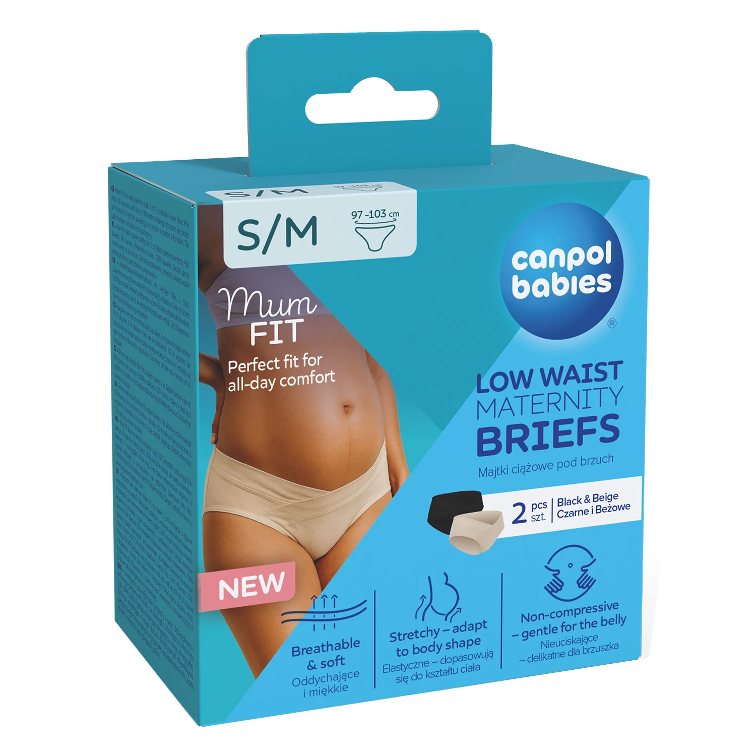 Canpol Babies Mum Fit majtki ciążowe pod brzuch S/M, 2 sztuki