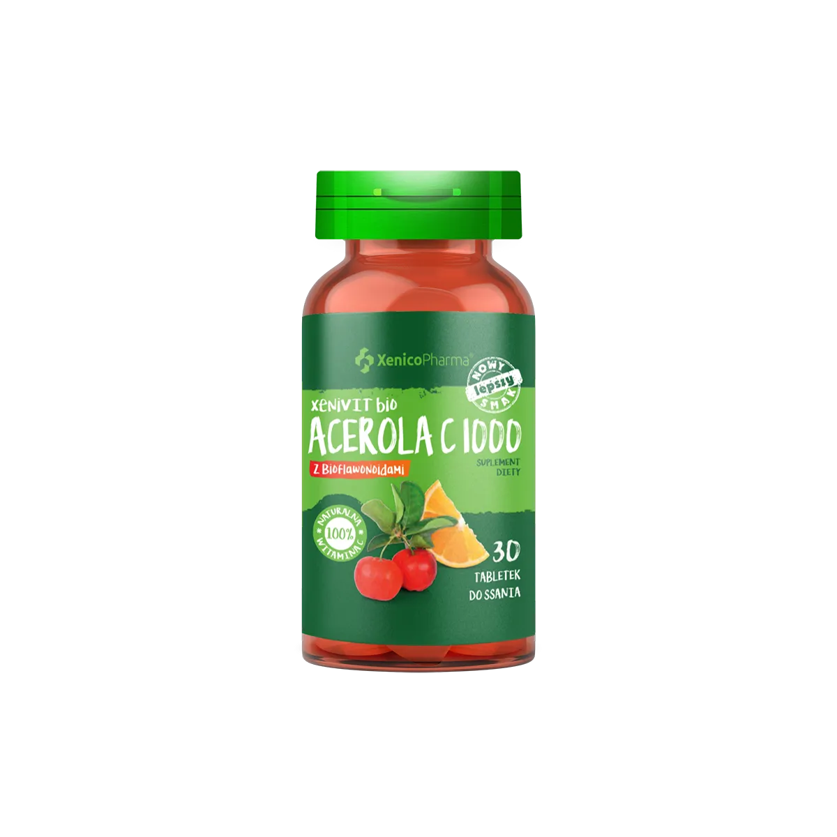 XeniVIT bio Acerola C 1000 z bioflawonoidami, suplement diety, 30 tabletek do ssania