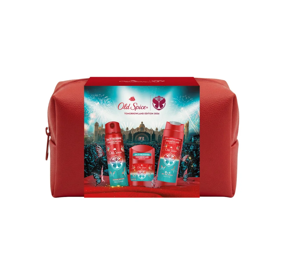 Old Spice Tomorrowland Zestaw dezodorant w sztyfcie, 50 ml + dezodorant w sprayu, 150 ml + żel pod prysznic, 250 ml + kosmetyczka