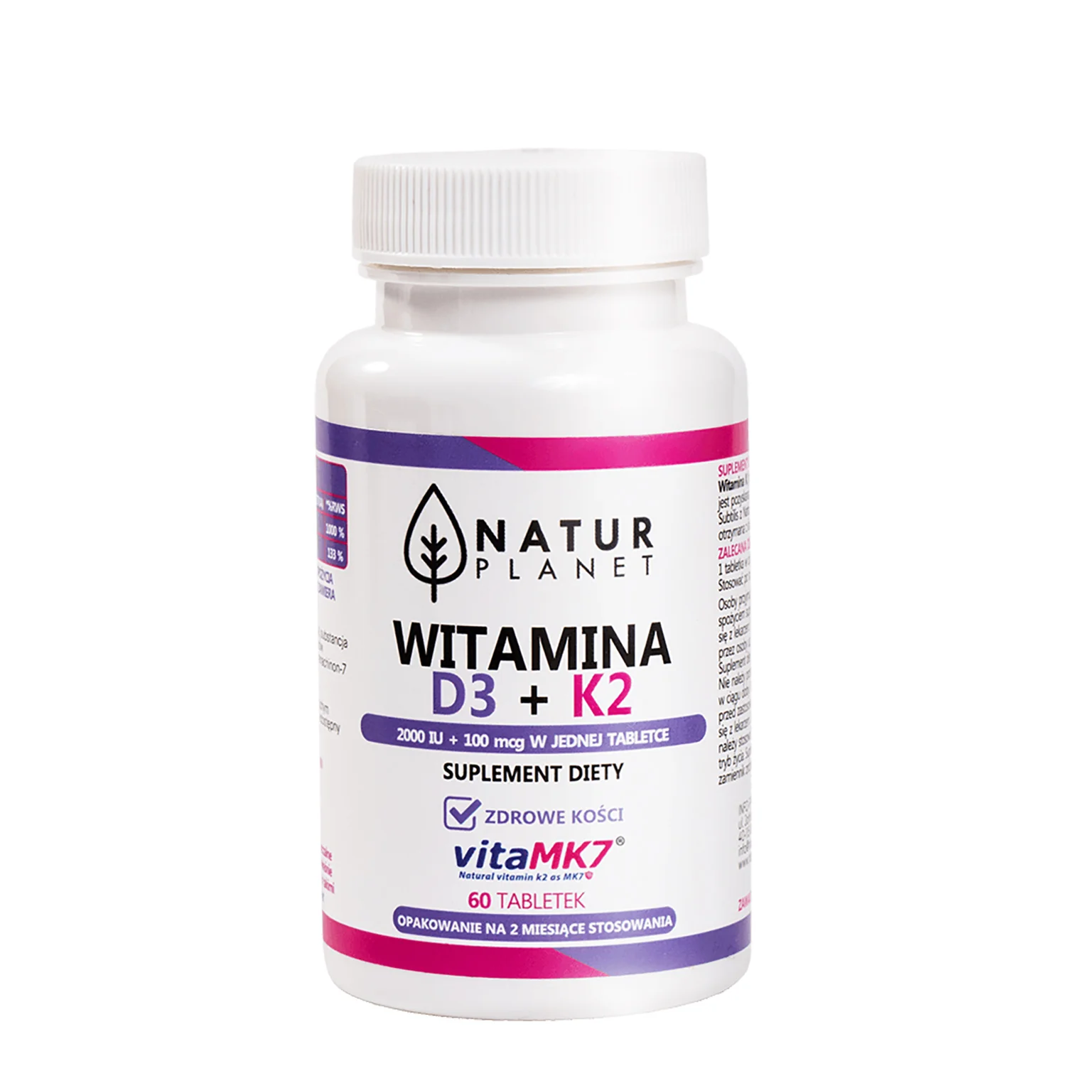 Natur Planet Witamina D3+K2 60 tabletek