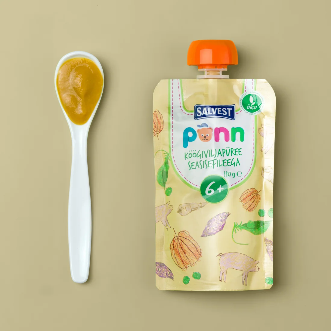 Salvest Põnn polędwiczki wieprzowe z puree warzywnym mus, 110 g