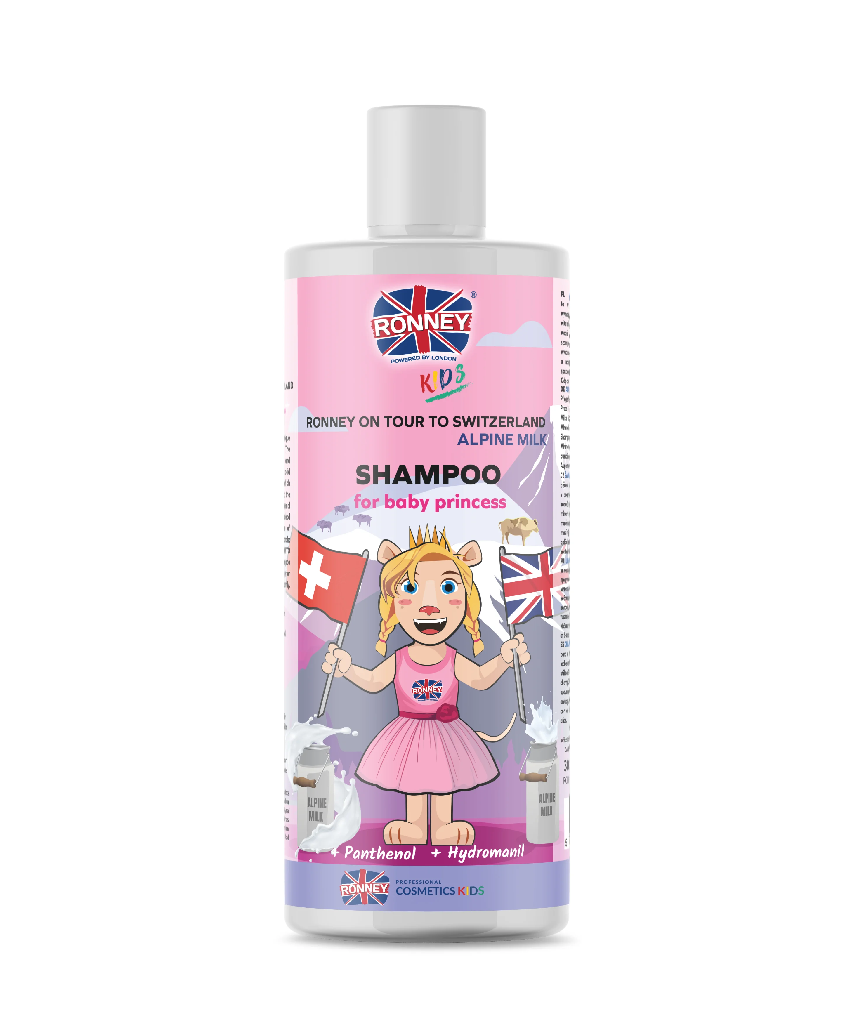 RONNEY KIDS Ronney on Tour to Switzerland szampon do włosów dla dzieci o zapachu alpejskiego mleka, 300 ml