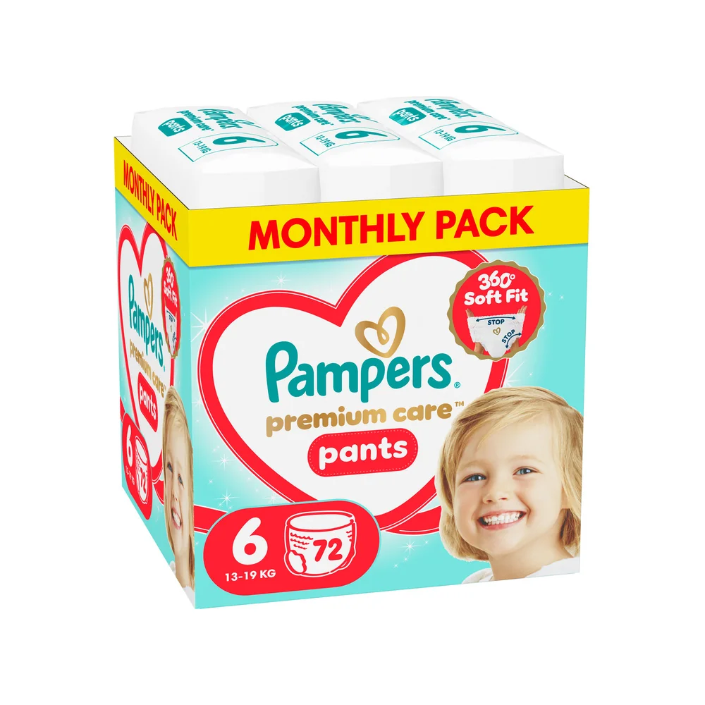 Pampers Premium Care Pants 6 pieluchomajtki, rozmiar 6, 13-19 kg, 72 sztuki