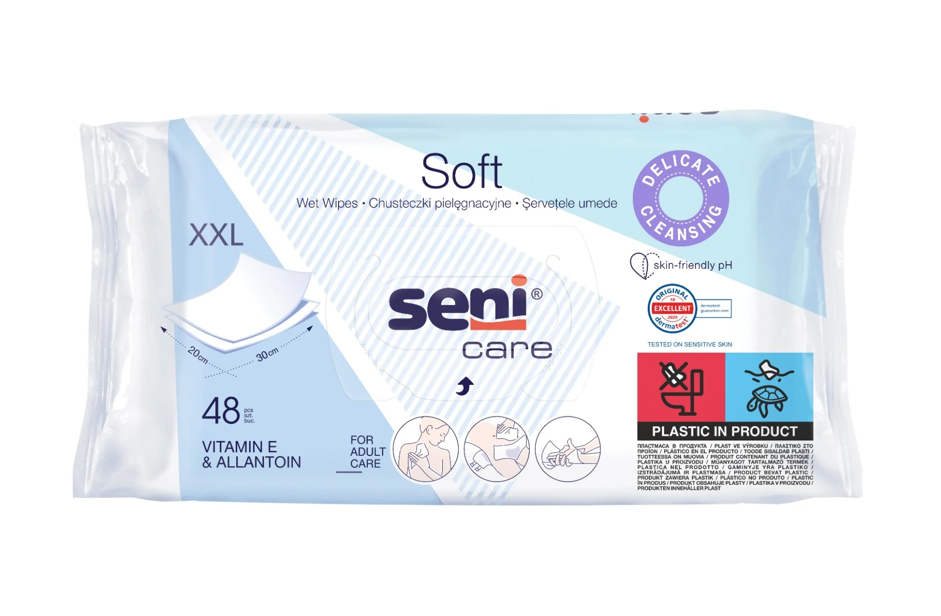 Seni Care Soft nawilżane chusteczki pielęgnacyjne, 48 sztuk