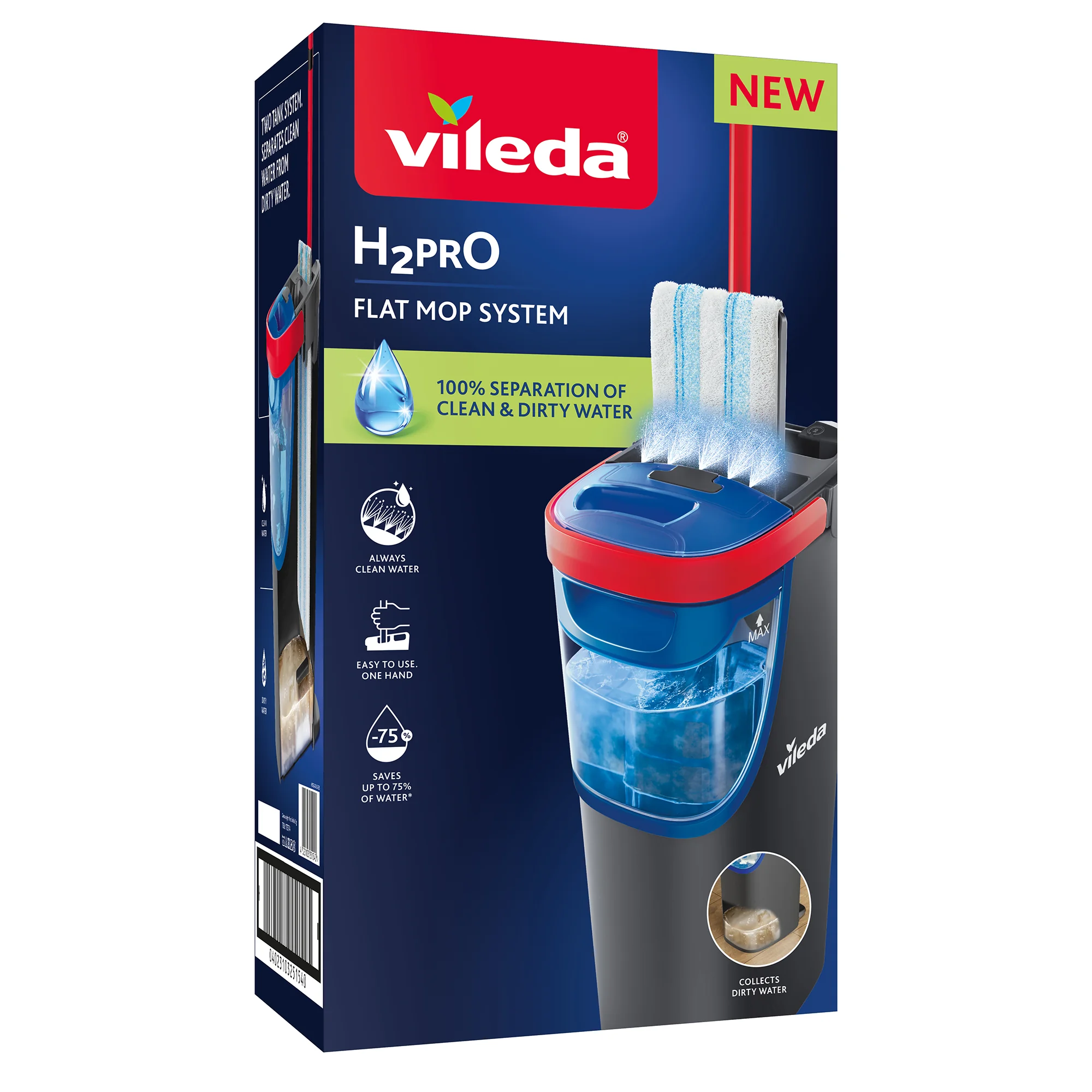 Vileda H2prO mop płaski z drążkiem + pojemnik na wodę