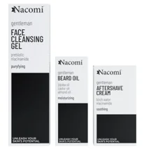 Nacomi Gentelman Zestaw Face Care żel do mycia twarzy, 140 ml + olejek do brody, 40 ml + krem po goleniu, 50 ml