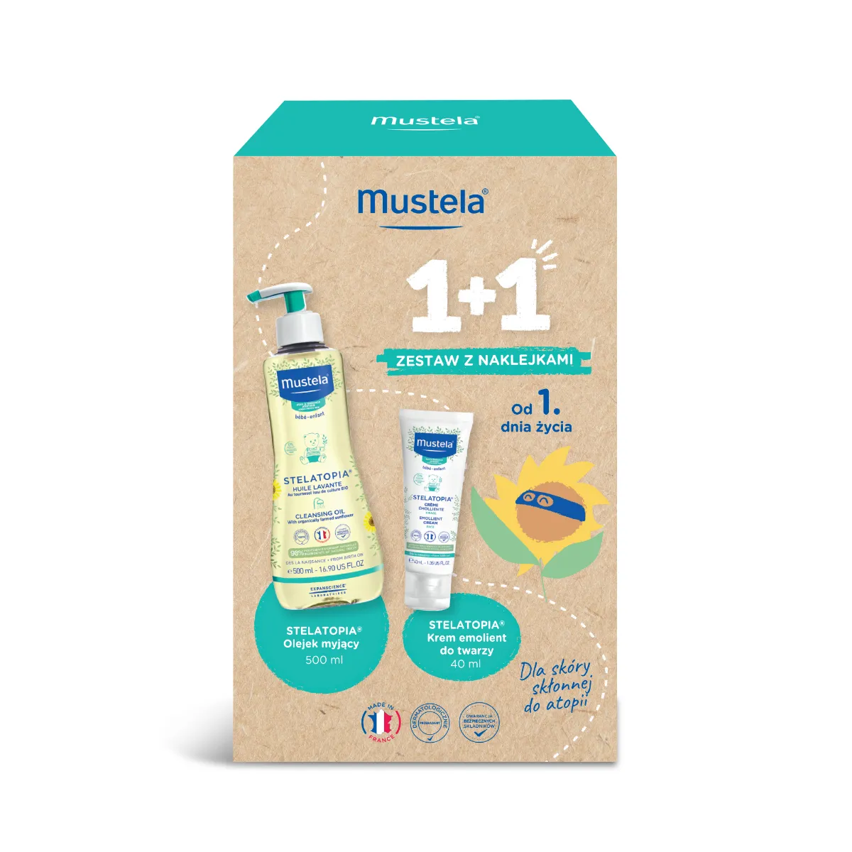 Mustela Zestaw Eco Maluch Skóra Skłonna Do Atopii, 500 ml + 40 ml 