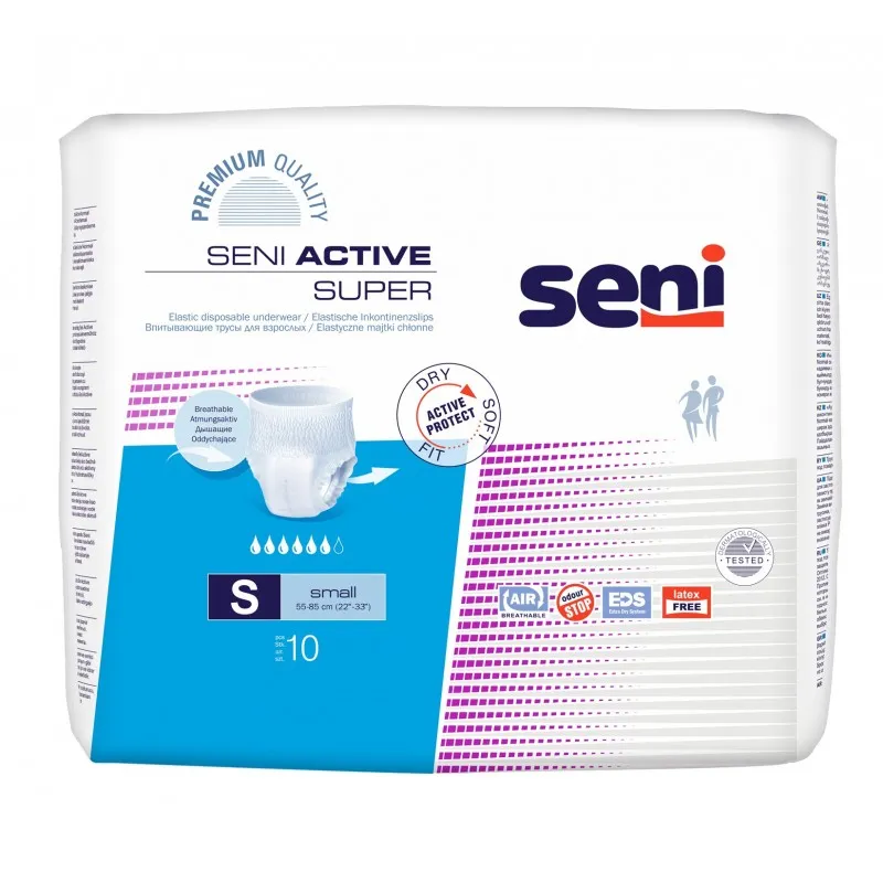 Seni Active Super, elastyczne majtki chłonne, small 55-85 cm, 10 sztuk