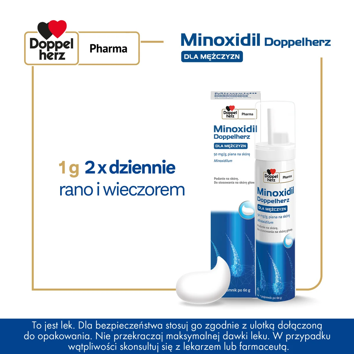 Minoxidil Doppelherz Dla mężczyzn 50 mg/g piana na skórę, 60 g
