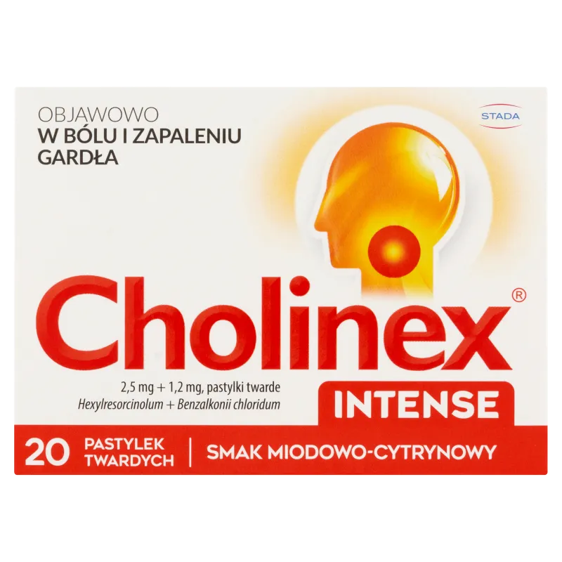Cholinex intense, 20 pastylek twardych, smak miodowo-cytrynowy
