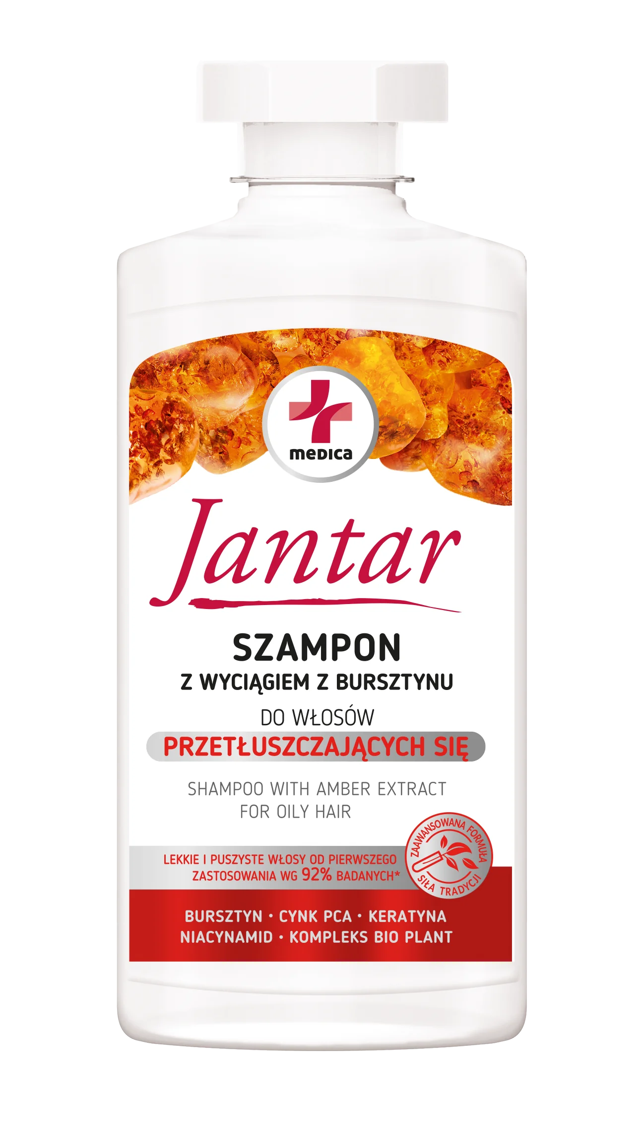 Jantar szampon z wyciągiem z bursztynu do włosów przetłuszczających się, 330 ml