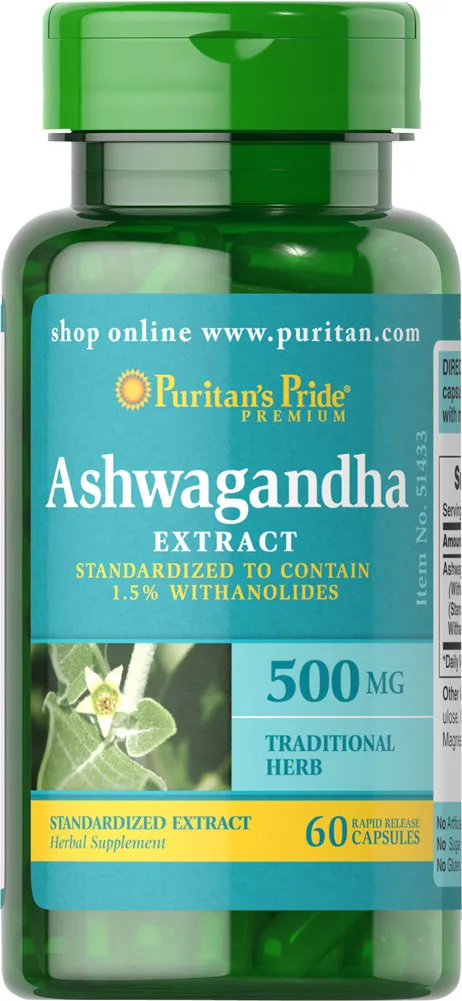 Ashwagandha Ekstrakt, suplement diety, 500 mg, 60 kapsułek