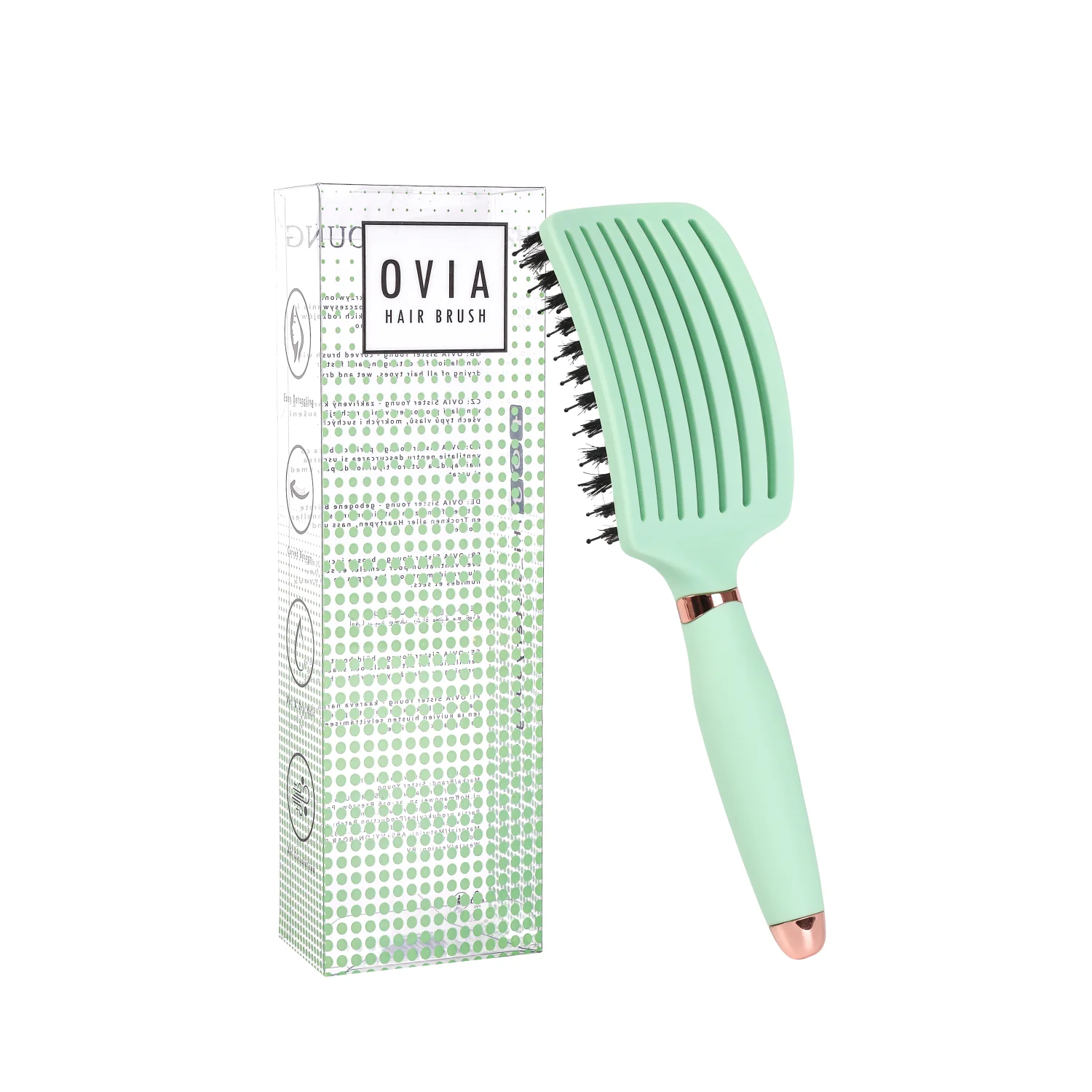 Sister Young Ovia fresh mint, szczotka do włosów z włosiem dzika, 1 sztuka