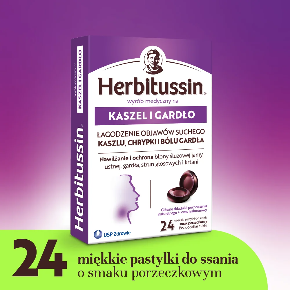 Herbitussin na kaszel i gardło, 24 pastylki