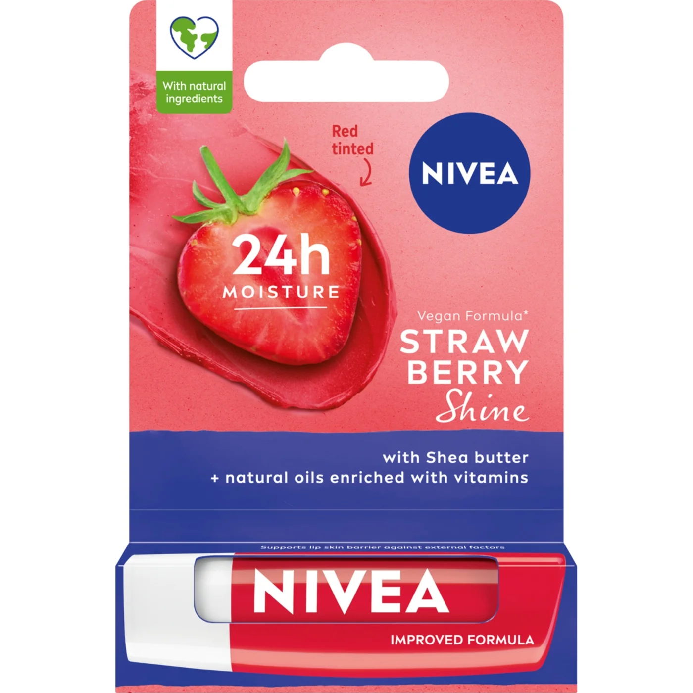 Nivea Strawberry Shine pielęgnująca pomadka do ust, 4,8 g
