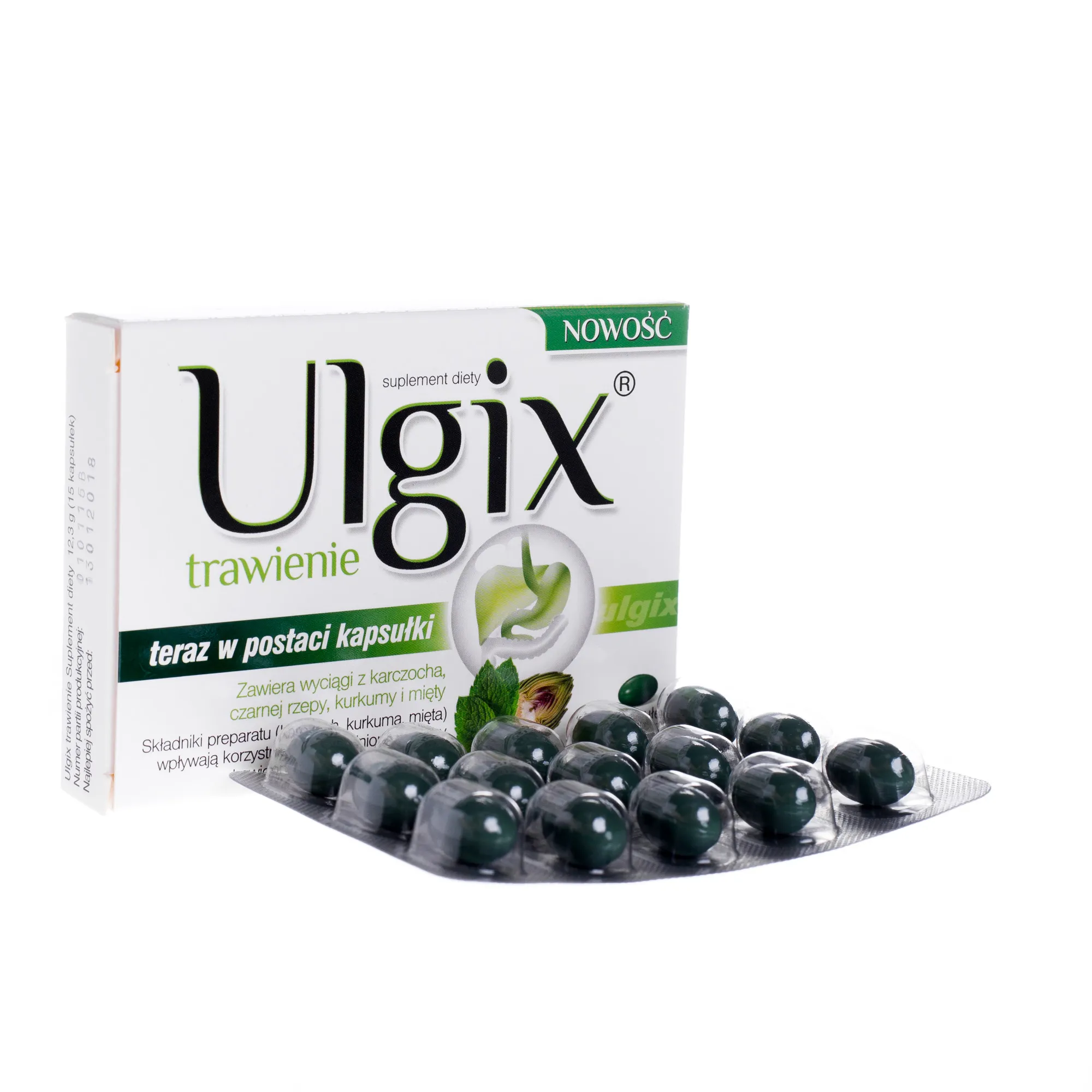 Ulgix trawienie, suplement diety, 15 kapsułek miękkich