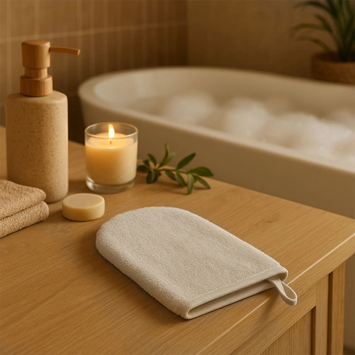 Babyono bambusowa myjka kąpielowa Natural Bamboo jasny beż, 1 sztuka