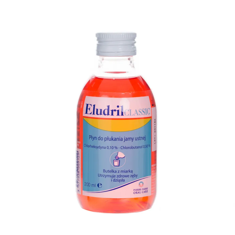 Eludril Classic, płyn do płukania jamy ustnej, Chlorheksydyna 0,10 % - Chlorobutanol 0,50 %, 200 ml 