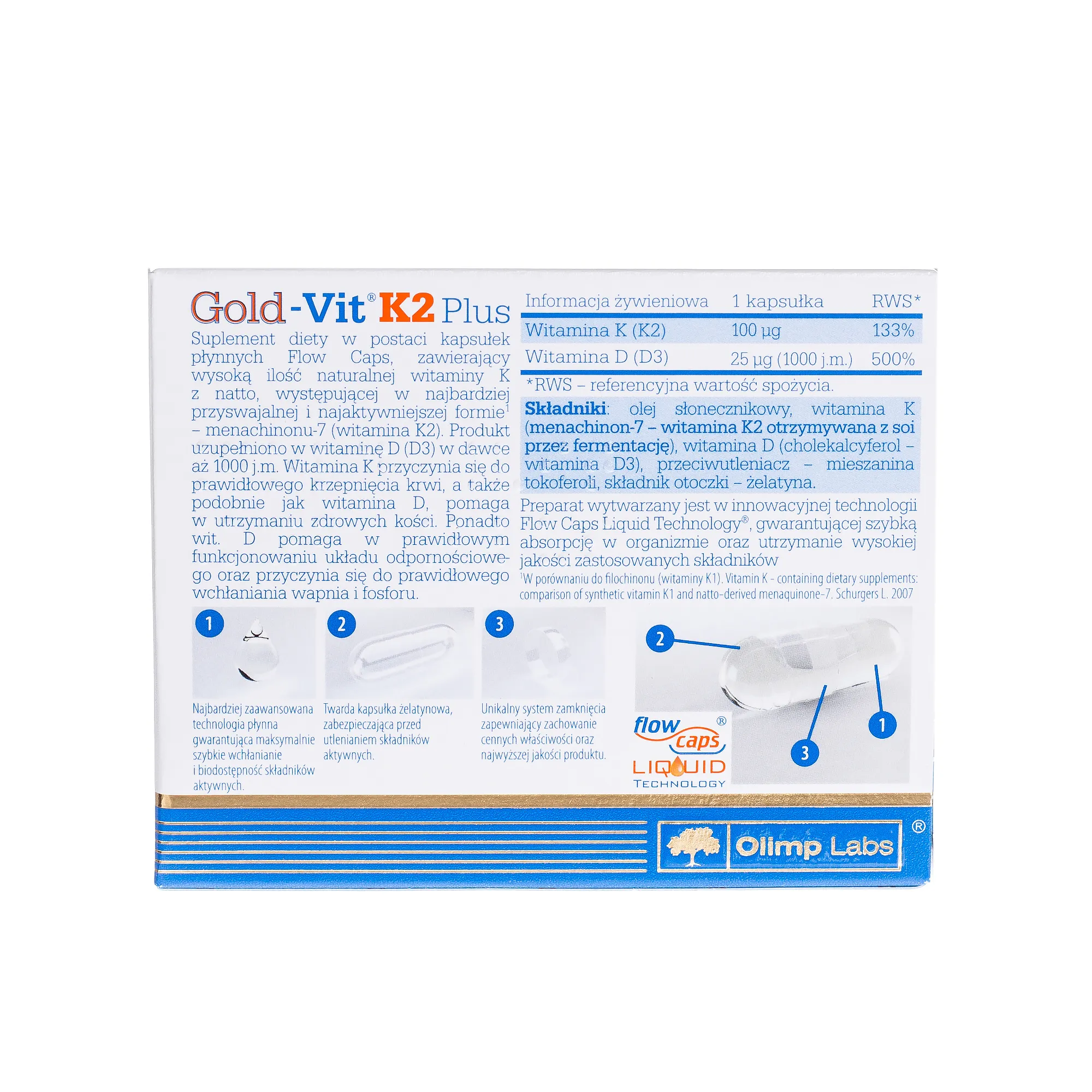 Olimp Gold-Vit K2 Plus, suplement diety, 30 kapsułek 