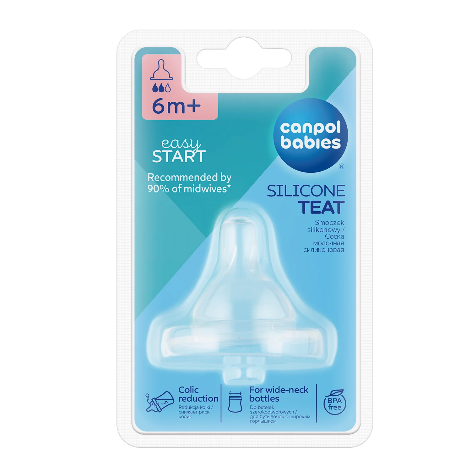 Canpol Babies smoczek do butelek szerokich silikonowy, rozmiar 2-średni 21/721, 1 szt.